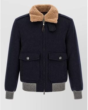 Brunello Cucinelli Cashmere Regular-Fit Single-Breasted Bomber Jacket - Blue