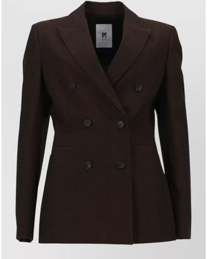 PT Torino Romy Linen Cotton Double Breasted Jacket - Black