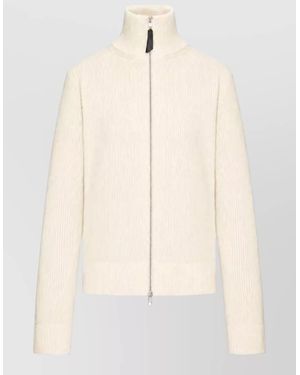 Maison Margiela Cropped High Neck Long Sleeve Cardigan - Natural