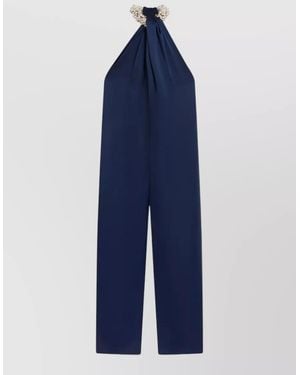 Stella McCartney Satin Halterneck Jumpsuit Draped Detail - Blue