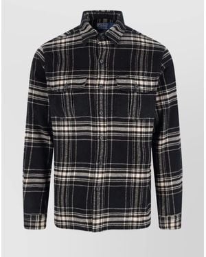 Polo Ralph Lauren Long Sleeve Plaid Shirt With Chest Pockets - Gray
