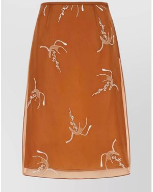 Prada Silk Organza Midi Skirt - Brown