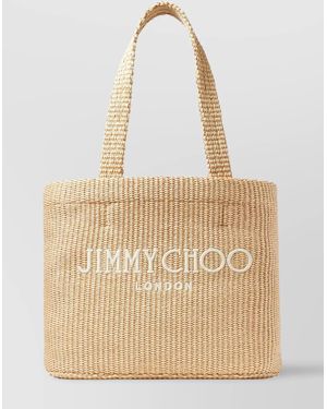 Jimmy Choo Woven Texture Tote Bag East-West - Natural