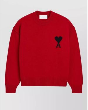 Ami Paris Wool Crewneck Jumper - Red
