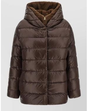 Herno Fusciacca Hooded Mid Length Down Jacket - Brown