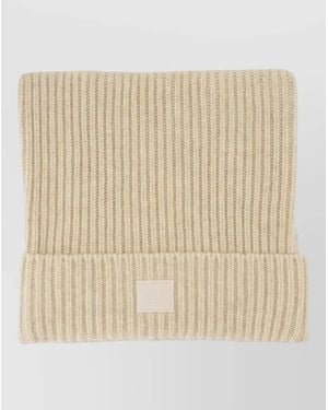 Acne Studios Cotton Beanie Hat Ribbed Texture Cuff - Natural