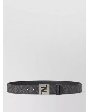 Fendi Calfskin Leather Reversible Belt - Grey