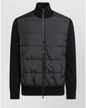 Moncler Padded Zip Cardigan Featuring Quilted Front - Black