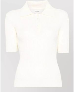 DUNST Cotton Blend Polo Knit Short Sleeves - White