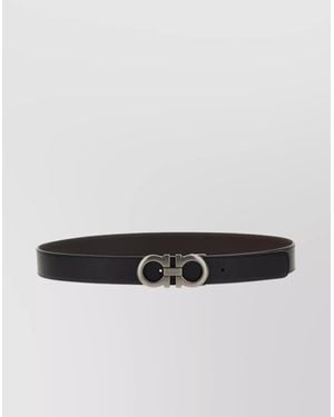 Ferragamo Leather Reversible Belt - White