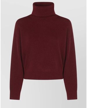 Brunello Cucinelli Cashmere Wool Silk Ribbed Turtleneck Jumper - Red