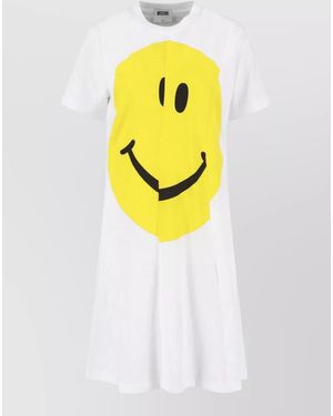 Moschino Knee Length Dress Smiley Face Print - Yellow