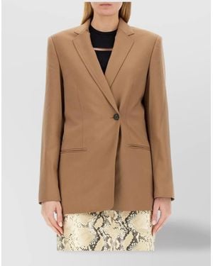 Helmut Lang Single-Breasted Blazer Front Pockets - Natural