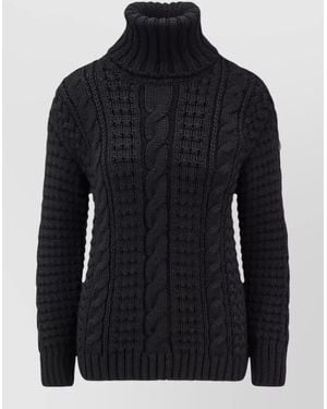 Moncler Genius Viscose Cable-Knit Ribbed Turtleneck Jumper - Blue