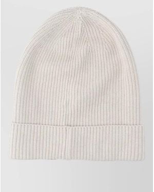 Canada Goose Ribbed Knit Hat Folded Cuff Design - White