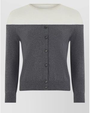 MM6 by Maison Margiela Cotton Two Tone Long Sleeve Cardigan - Grey