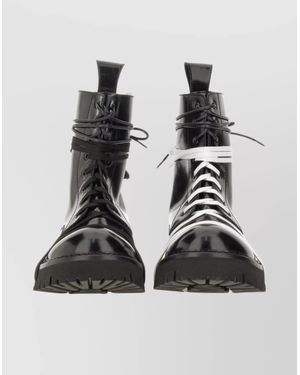 Moschino Round Toe Chunky Sole Lace-Up Boots - Black