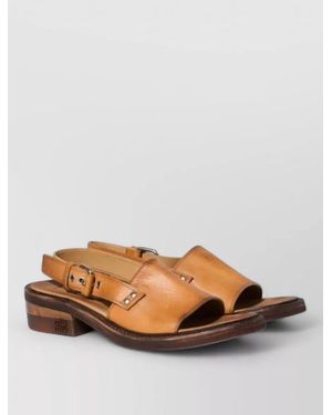 Miu Miu Leather Flat Sole Open Toe Slingback Sandals - Gray