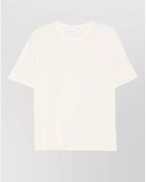 Roberto Collina Round Neck Cotton Casual Plain T-Shirt - Natural