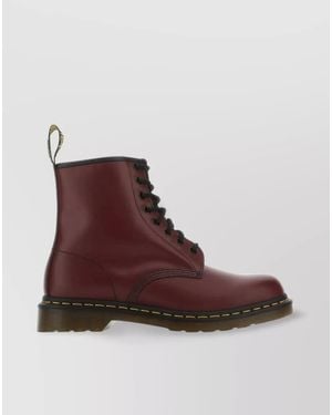 Dr. Martens Leather Lace-Up Ankle Boots - Purple