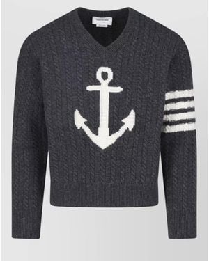 Thom Browne Virgin Wool Crewneck Jumper - Blue