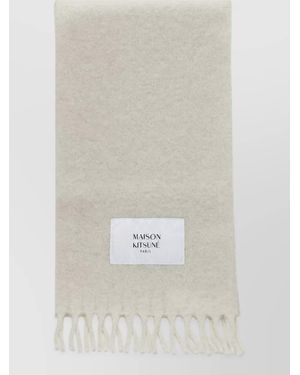 Maison Kitsuné Alpaca Wool Fringed Scarf - White