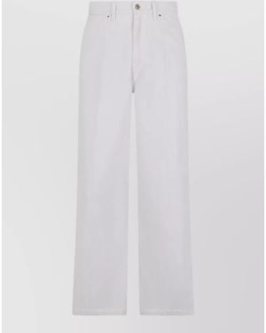 Lemaire Cotton High-Rise Wide-Leg Jeans - White