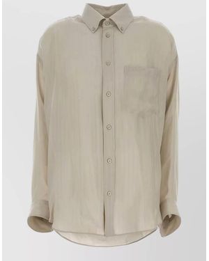 Balenciaga Cupro Oversized Long-Sleeve Shirt - Natural