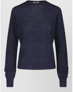 AURALEE Long Sleeve Round Neck Knit Top - Blue