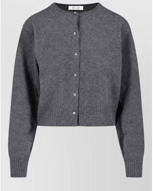 Low Classic Wool Crewneck Cardigan - Grey