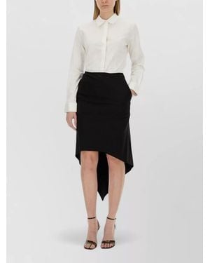 Helmut Lang Poplin Shirt Tailored Cut Asymmetric Hem - Black
