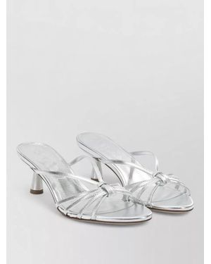 Aeyde Abby 550Mm Metallic Strappy Kitten Heel Sandals - White