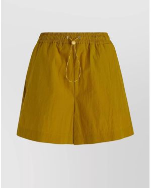 Moncler Cotton Wide-Leg Knee-Length Shorts - Yellow
