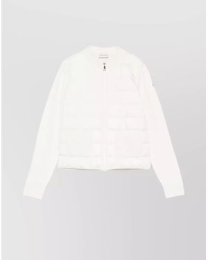 Moncler Quilted Long Sleeve Jacket Pockets - White