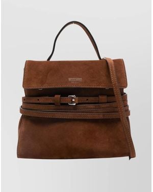 Moschino Suede Shoulder Bag Adjustable Strap - Brown