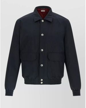 Brunello Cucinelli Membrane Canvas Jacket Collared Design Pockets - Blue