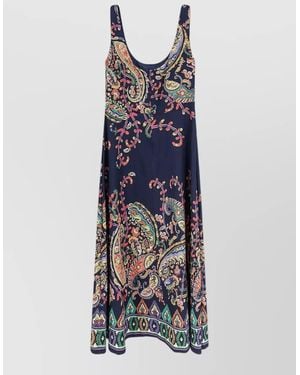 Etro Dress Paisley Pattern Flared Hem Silhouette - Blue