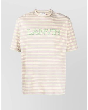 Lanvin Striped Crew Neck Short Sleeve T-Shirt - Natural