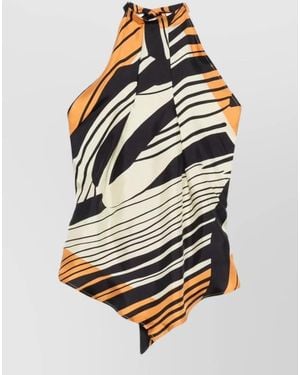 Raquel Diniz Halterneck Open Back Top Asymmetric Hem - Multicolor