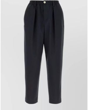 Marni Wool Mid-Rise Cropped Pants - Blue