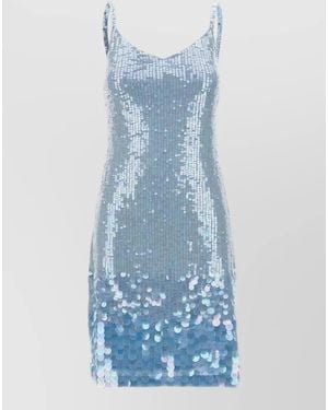 P.A.R.O.S.H. Sequin Mini Dress Spaghetti Strap Design - Blue