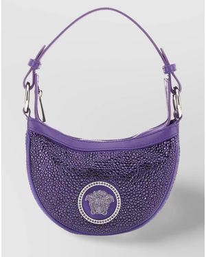 Versace Mini Crystal-Embellished Satin Shoulder Bag - Purple