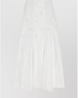 Chloé Cotton Midi A-Line Skirt - White
