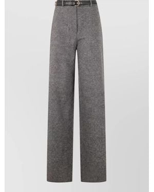 Max Mara Virgin Wool High-Rise Wide-Leg Suit Trousers - Grey