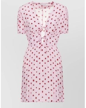 Mar De Margaritas Floral Dress V Neckline Lace Detail - Pink