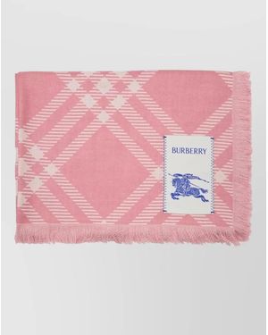 Burberry Mu Bias Tri Bar Check Scarf Wool - Pink