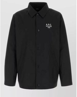 A.P.C. Polyester Jacket Button Up Logo Detail - Black
