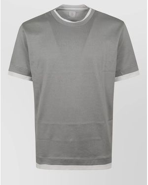 Eleventy Crew Neck Short Sleeve T Shirt Contrast Trim - Grey