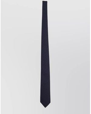Giorgio Armani Chevron Pattern Silk Blend Slim Tie - Blue