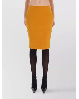 Saint Laurent Mid-Rise Satin Midi Pencil Skirt - Black